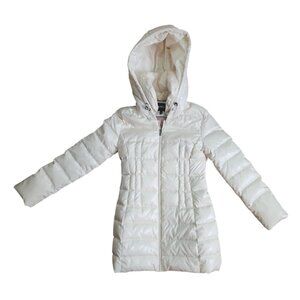 Express Puffer Coat Jacket Womens Size XS Solid White Down Feathers Outdoor Cozy